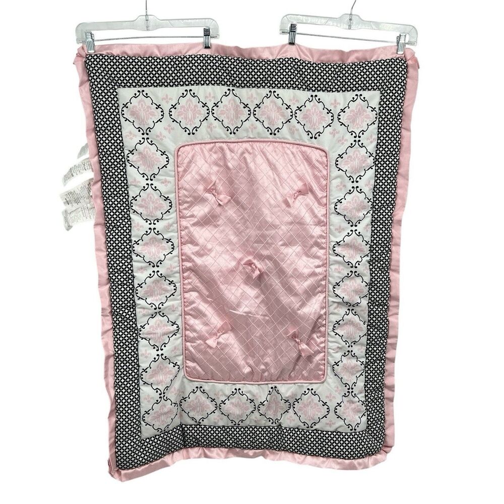 Lambs & Ivy Pink Baby Girl Soft Blanket 30X40" Classy Bows Satin Trim
